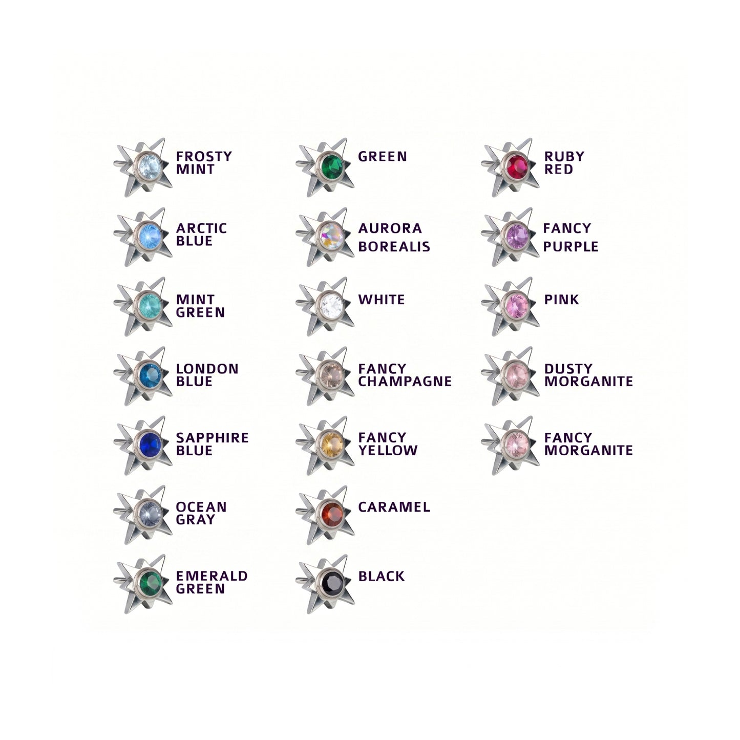 Titanium CZ Bezel Twinkle Star - 5mm- 1.5mm Gem
