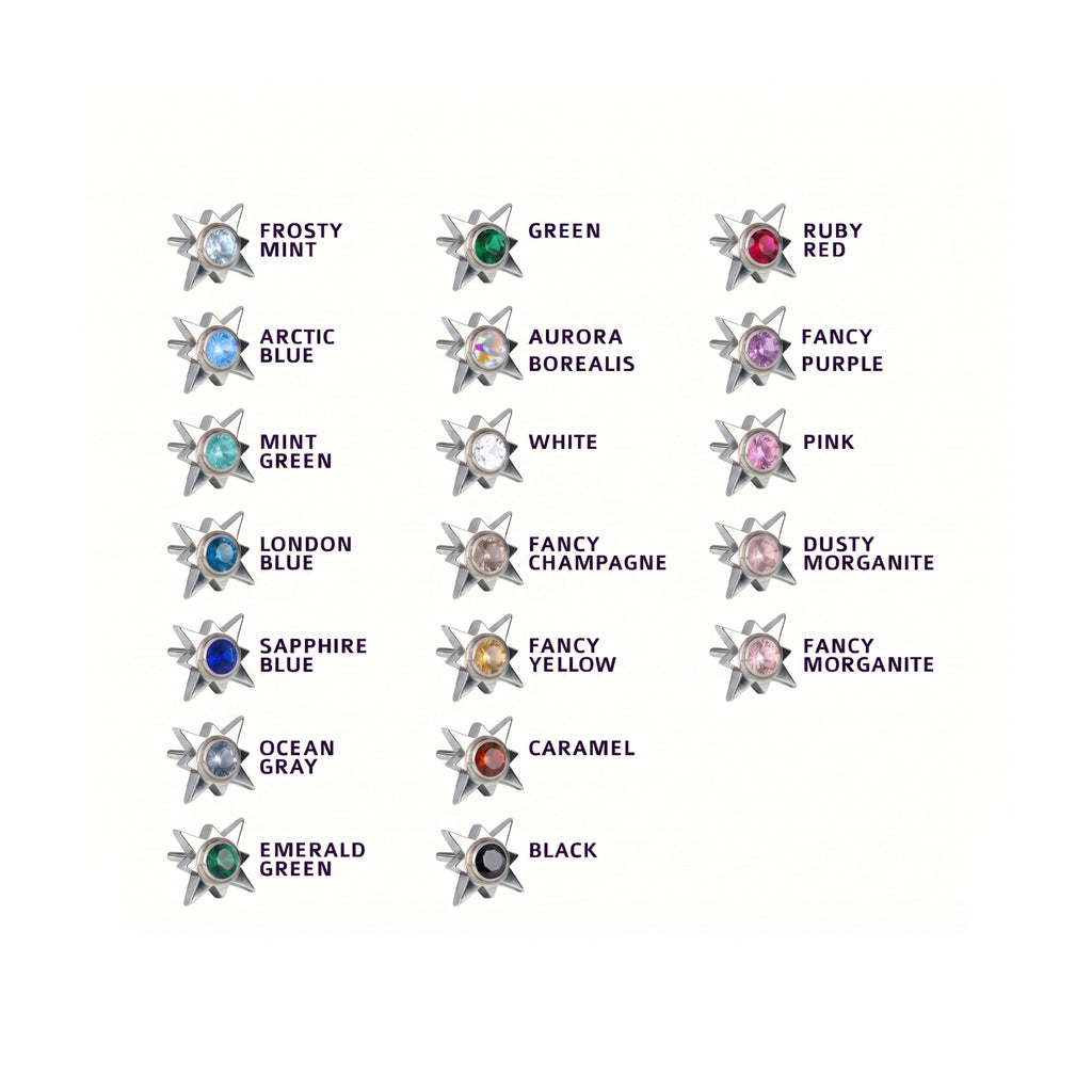 Titanium CZ Bezel Twinkle Star - 5mm- 1.5mm Gem